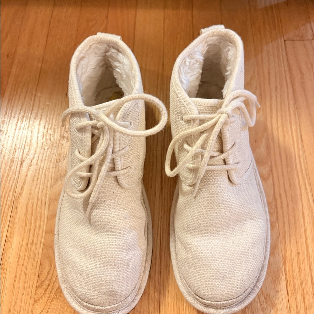 Cream Canvas UGG Ankle Boots